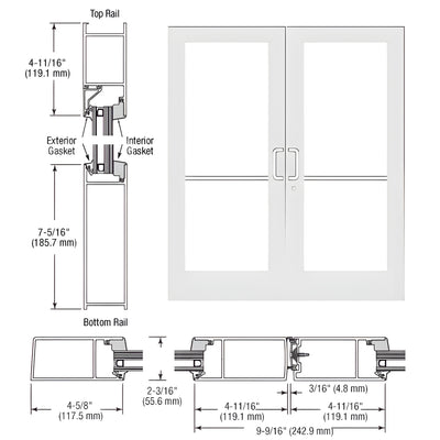 CRL-U.S. Aluminum White KYNAR® Paint IG600 Hurricane Series Pair 72" x 84" Butt Hinge Entrance Door