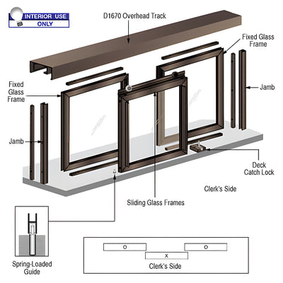 CRL Horizontal Sliding Barbara Model Pass-Thru Assembly With D1670 Header