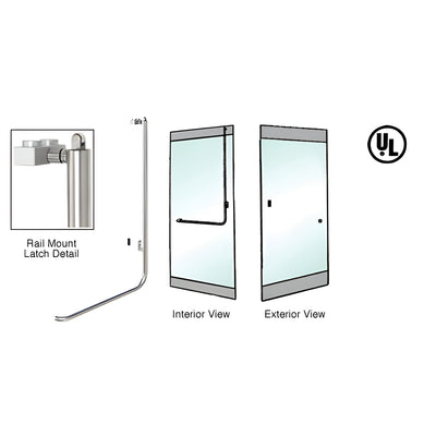CRL-Blumcraft® Brushed Stainless Right Hand Reverse Rail Mount Retainer Plate "Z" Exterior, Top Securing Panic Handle