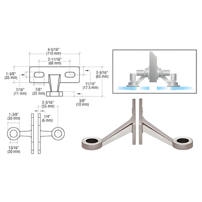 CRL Brushed Stainless Double Arm Wall/Fin Mounted Fitting