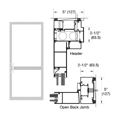 CRL-U.S. Aluminum IG600 Series White KYNAR® Paint Custom Up/Over Door Frame for Geared Hinged, CVR Panic Strike, and Overhead Concealed Closer