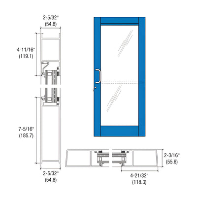 CRL-U.S. Aluminum Custom KYNAR® Paint Single Series 604 Blast Resistant Butt Hinge Entrance Door for Surface Mount Door Closer