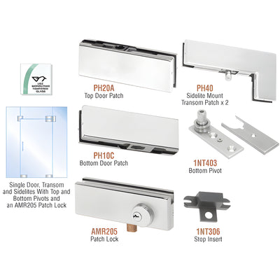 CRL Satin Anodized North American Patch Door Kit for Use with Fixed Transom and Two Sidelites - With Lock