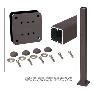 CRL Matte Bronze 42" Surface Mount Cable Center Post Kit for 200, 300, 350, and 400 Series Rails