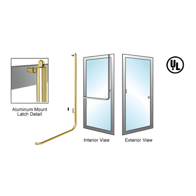 CRL-Blumcraft® Satin Brass Right Hand Reverse Aluminum Door Mount Retainer Plate "Z" Exterior, Top Securing Panic Handle