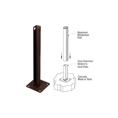 CRL Bronze Steel Stanchion for 135 Degree Rectangular Center Posts