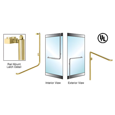 CRL-Blumcraft® Satin Brass Right Hand Reverse Rail Mount Keyed Access 'C' Exterior, Top Securing Panic Handle