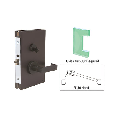 CRL Dark Bronze 6" x 10" RH Center Lock With Deadlatch in Storeroom Function