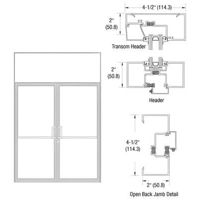 CRL-U.S. Aluminum Class 1 Transom Frame Double-Door Offset-Pivot Prep