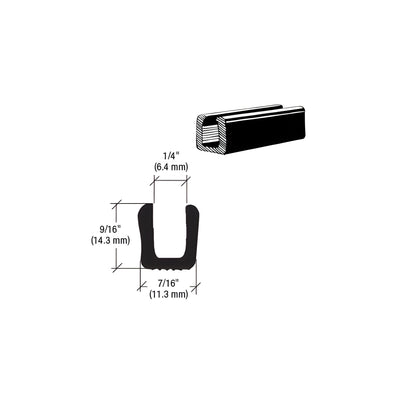 CRL Glass and Acrylic Setting Rubber Channel for 1/4" Material - 7/16" Base Width
