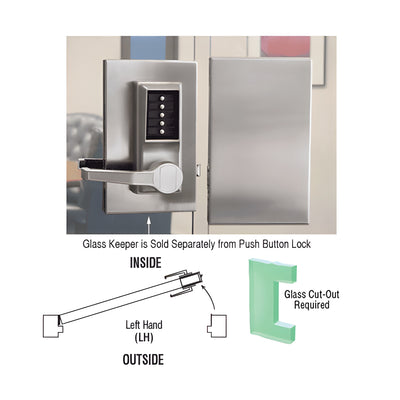CRL Brushed Stainless 6" x 10" LH Center Push Button Lock with Housing