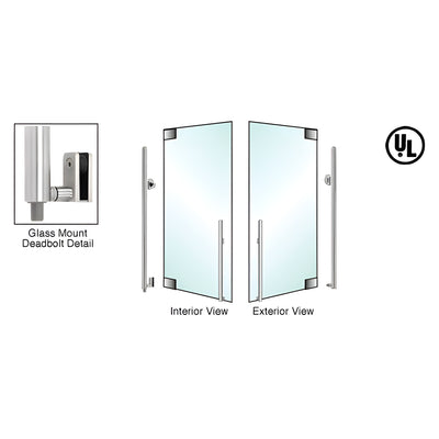 CRL-Blumcraft® Polished Stainless Right Hand Reverse Glass Mount Cylinder Outside, Thumbturn Inside 'KS' Exterior Bottom Securing Deadbolt Handle