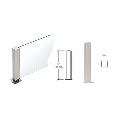 CRL Brushed Stainless 18" High 1-1/2" Square PP43 Plaza Series Counter/Partition End Post