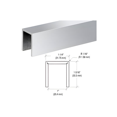 CRL Polished Stainless Crisp Corner 11 Gauge Cap Railing for 3/4" Glass - 144"