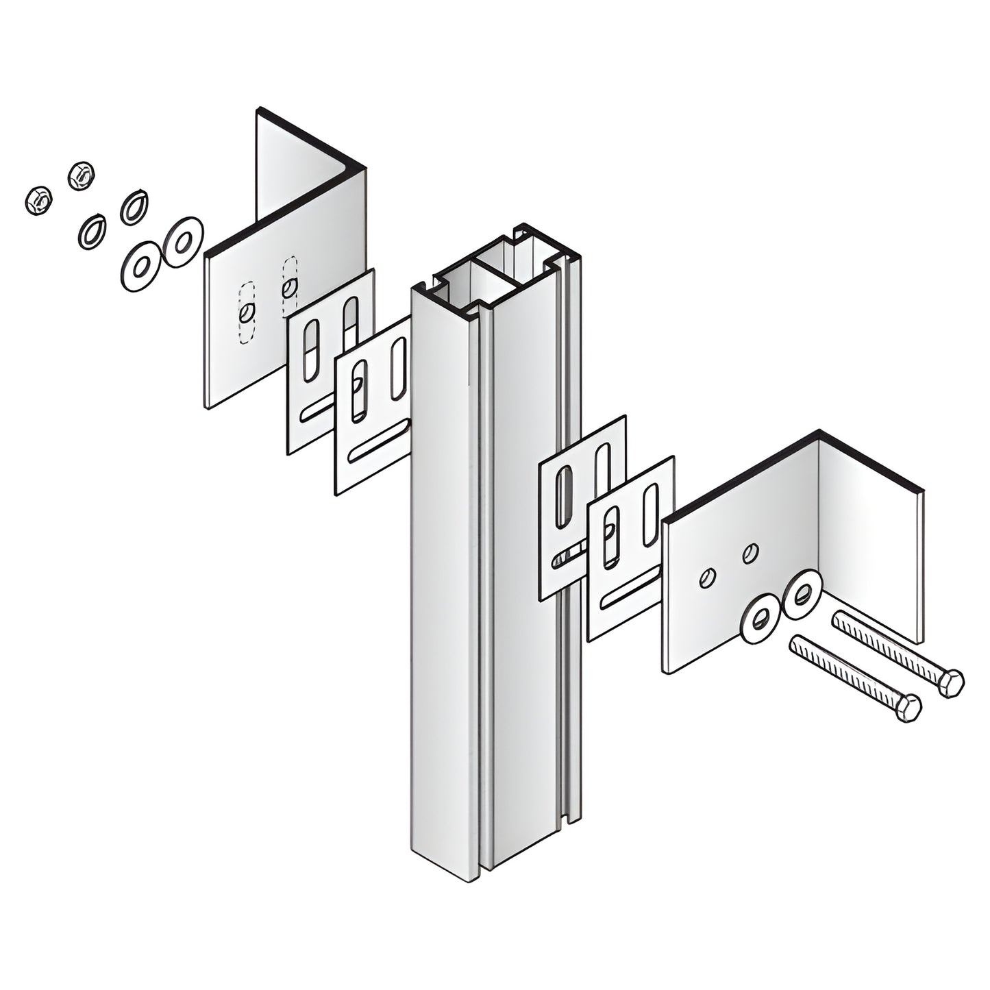 CRL-U.S. Aluminum Mid-Span Anchor for Vertical Balusters - 12 Pack