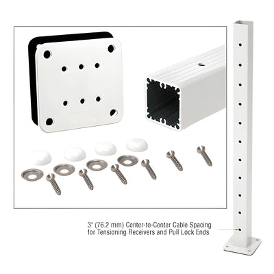 CRL Sky White 42" Tall Cable Post Kit Prepped for Flip-Toggle End