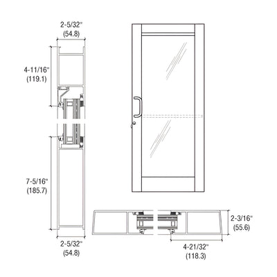 CRL-U.S. Aluminum White KYNAR® Paint Custom Single Series 604 Blast Resistant Butt Hinge Entrance Door With Panic for Surface Mount Door Closer