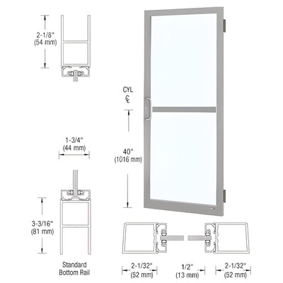 CRL-U.S. Aluminum Clear Anodized Custom Size Single Series 250 Narrow Stile Butt Hinge Entrance Door for Panic and Surface Mount Door Closer