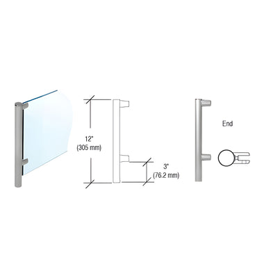CRL Brushed Stainless 12" x 1" HB55 Slimline Series Round Partition End Post