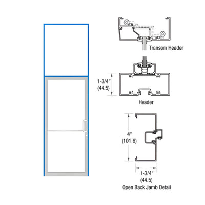 CRL-U.S. Aluminum Clear Anodized 39-1/2" x 126" 400 Series Right Hand Transom Single Door Frame
