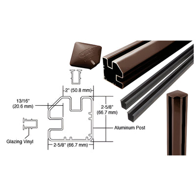 CRL Matte Bronze AWS 2" x 2-5/8" Rectangular 90 Degree 48" Corner Post Kit