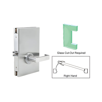 CRL Satin Anodized 6" x 10" RH Center Lock With Deadlatch in Passage Lock Function
