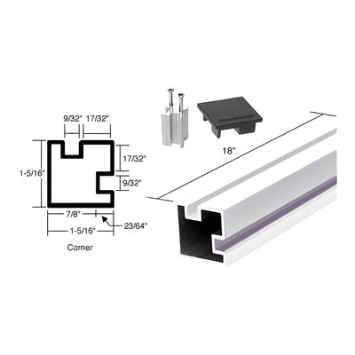 CRL Buffed Brite Anodized 18" Corner Aluminum Counter Post