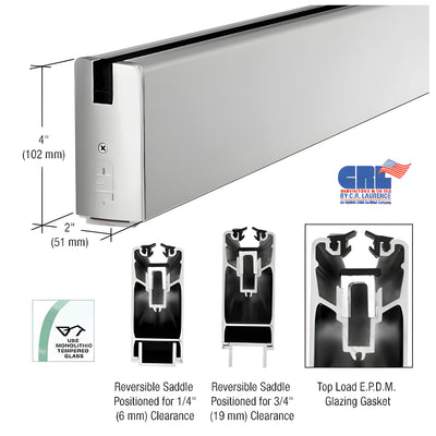 CRL Satin Anodized 4" x 120" Length Square Sidelite Rail