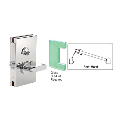 CRL Polished Stainless 6" x 10" RH Center Lock with Deadlatch in Class Room Function