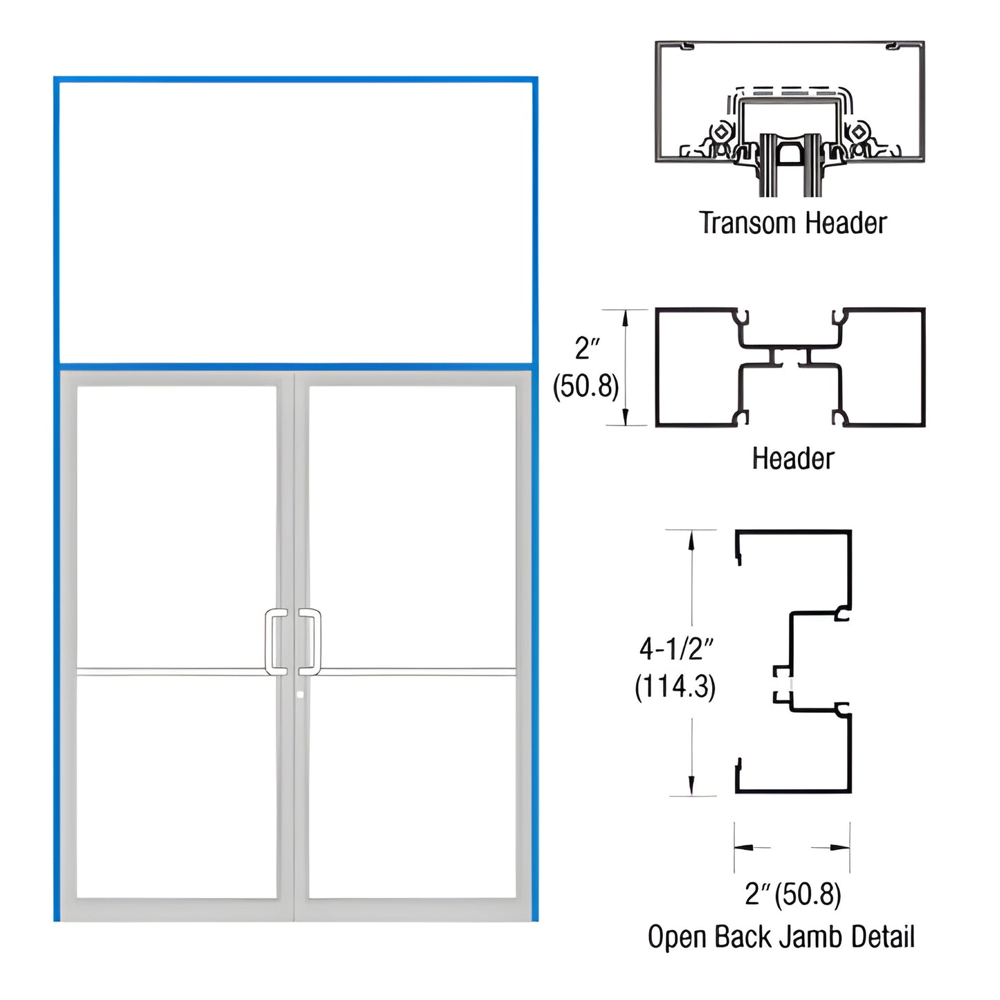 CRL-U.S. Aluminum IT451 2ft Custom KYNAR® Offset Pivot Transom Frame