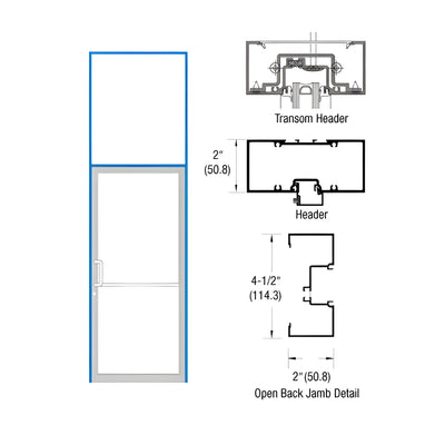 CRL-U.S. Aluminum Custom KYNAR® Paint and Custom Size Series IT451 Open Back Butt Hinge Transom Frame Complete (1FT)