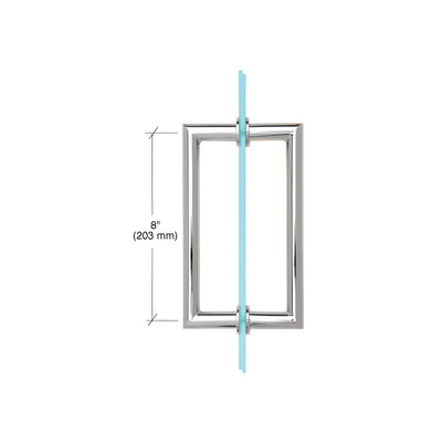 CRL Polished Chrome 8" MT Series Round Tubing Mitered Corner Back-to-Back Pull Handle
