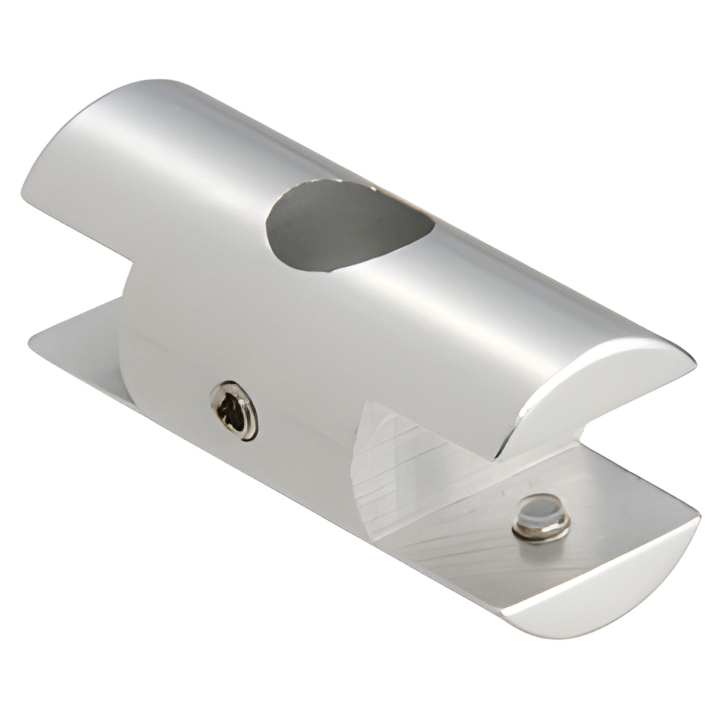 Satin anodized aluminum horizontal double clamp for 3/8" (10 mm) panels, rod display mount (SKU ARDHSC10)