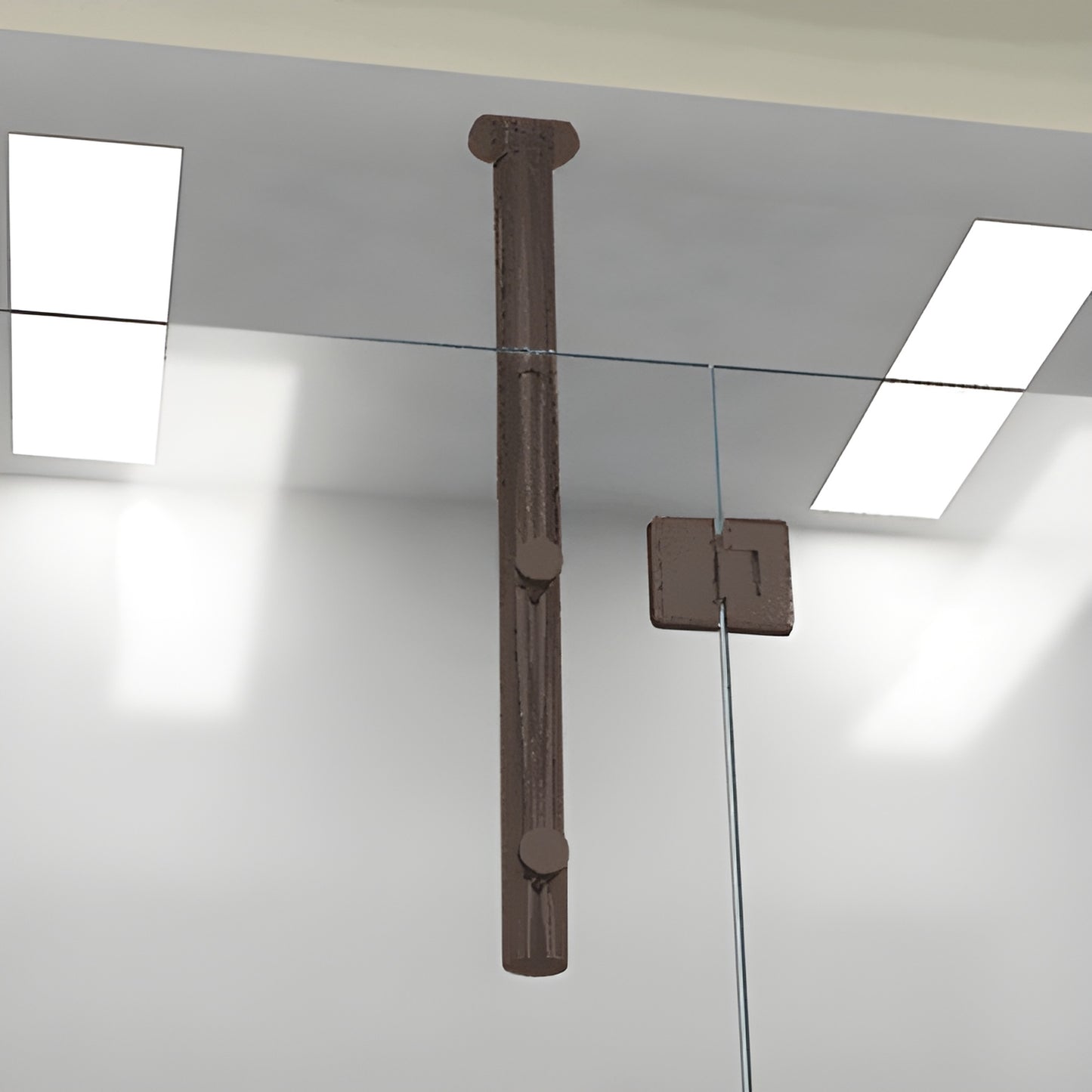 Oil-rubbed bronze 33 in tubular vertical post (VPK330RB), ceiling-mounted stabilizer for frameless glass panels.