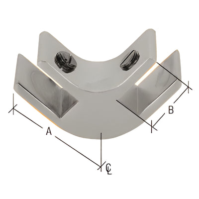 CRL Chrome 1.5in 2-Way 90° Glass Furniture Connector for 1/2in Glass