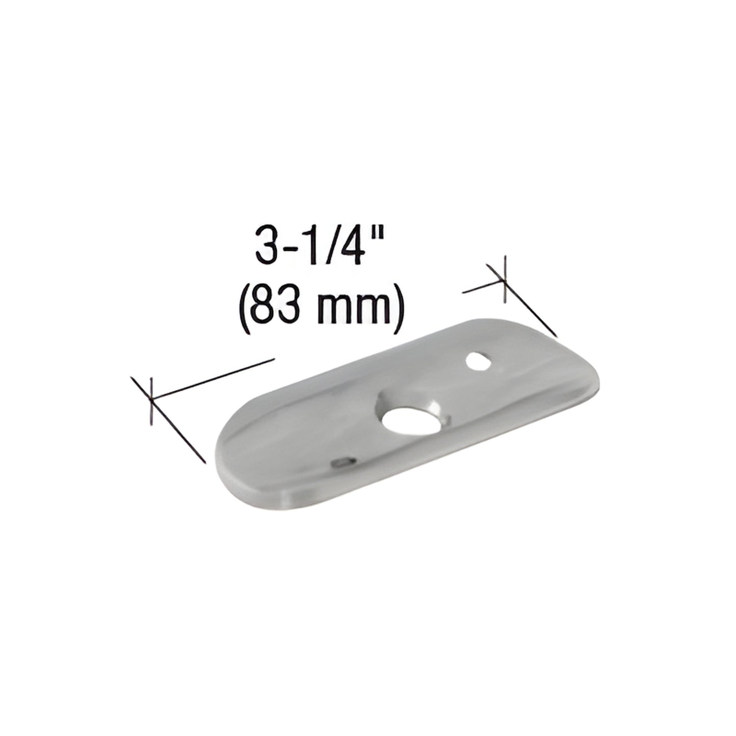 Brushed stainless steel 180 low-profile radius saddle for CRL P-Series posts, 3-1/4" (83 mm) long.