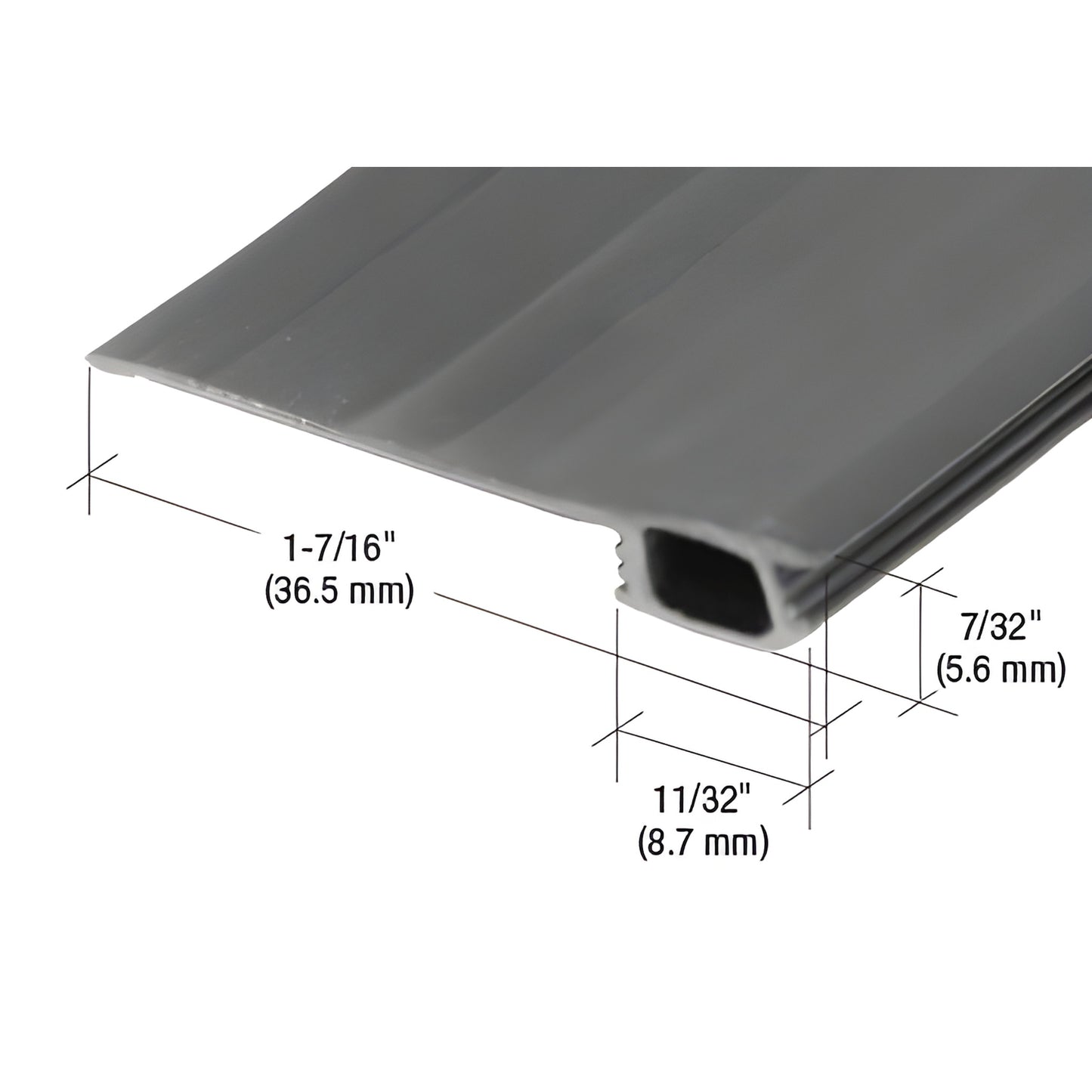 Black vinyl bug strip B705 for sliding glass doors, flexible flap adjustable 3/4-1-7/16".