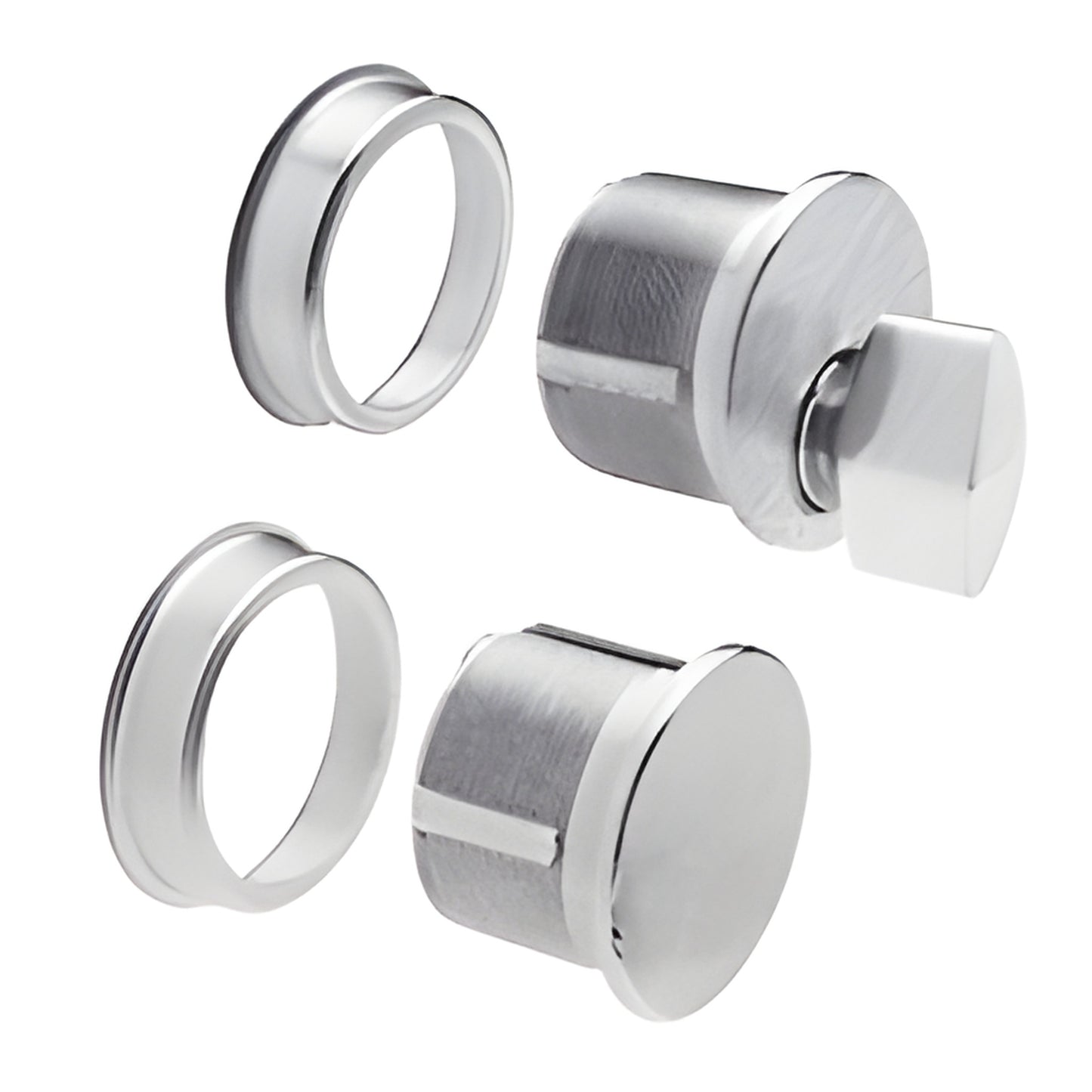 DRA2030BS brushed stainless steel mortise keyed cylinders with thumbturn and dummy rings for glass door bottom rail