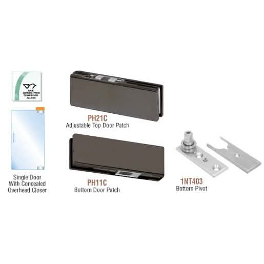 CRL Black Bronze Anodized European Patch Door Kit for Overhead Door Closer, No Lock