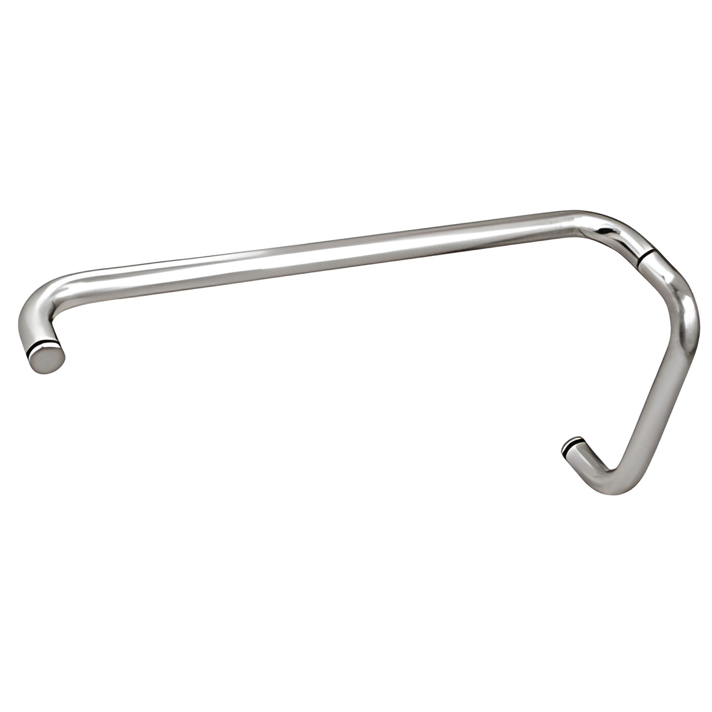 Polished chrome brass 8" pull with 18" towel bar combo (BMNW8X18CH) for frameless glass shower doors