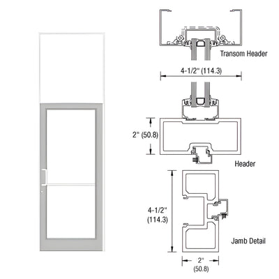 CRL-U.S. Aluminum White KYNAR® Paint 40" x 126" Series DF800 Tubular Gear Hinge Transom Frame Complete (1FT)