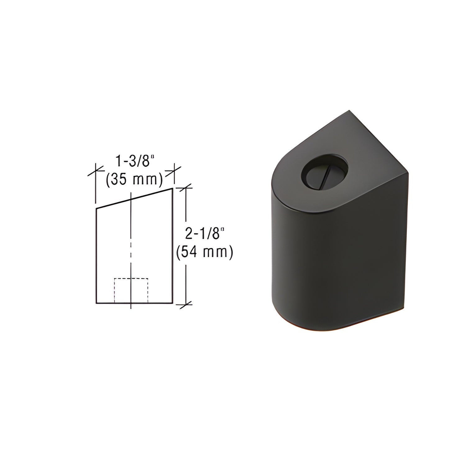 Black anodized 0P400 3/4" offset pivot bottom door portion (SKU D06633) shown with dimensions.