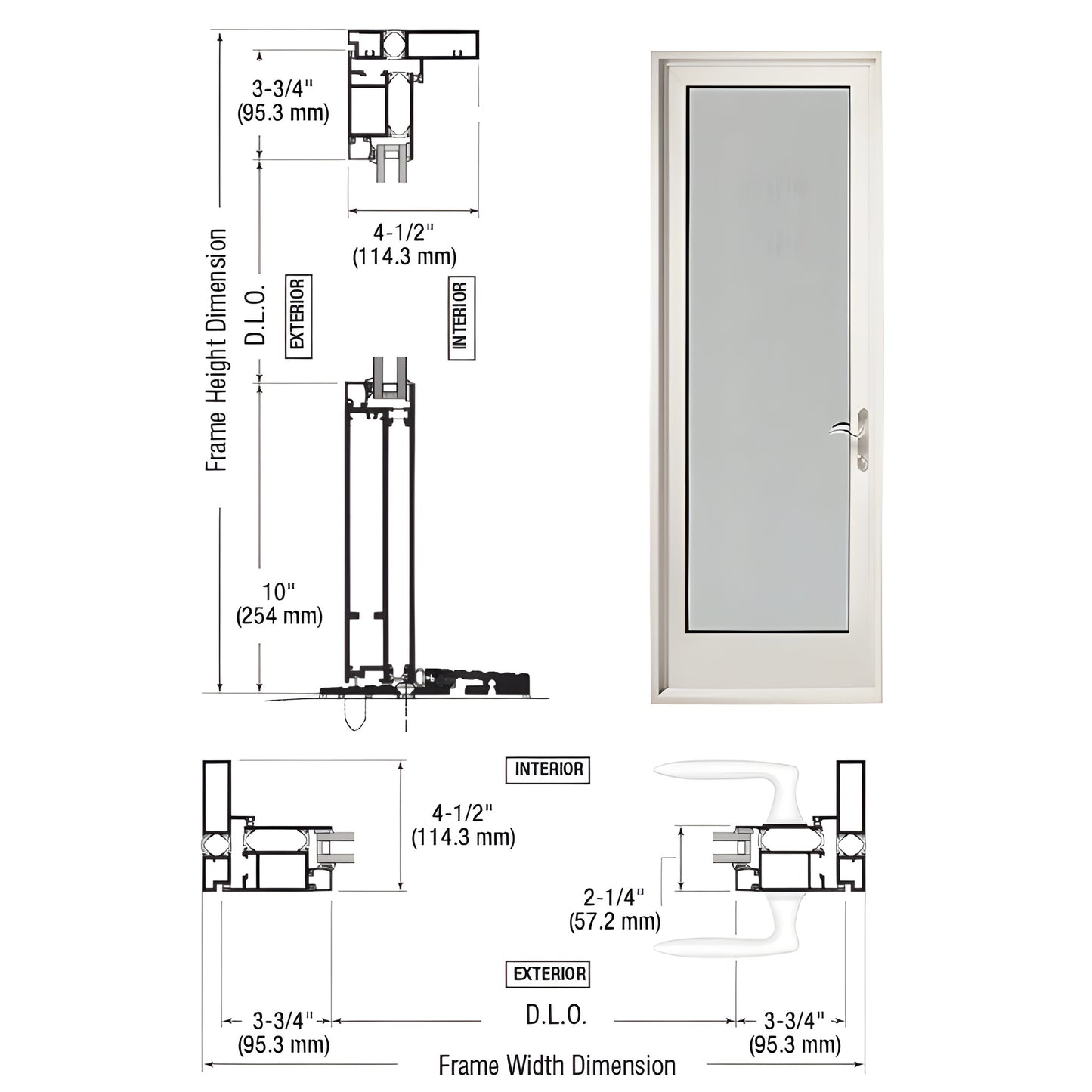White outswing single patio door with large glass, 1" IG, thermally broken frame and low-profile threshold - SKU PA91552R0
