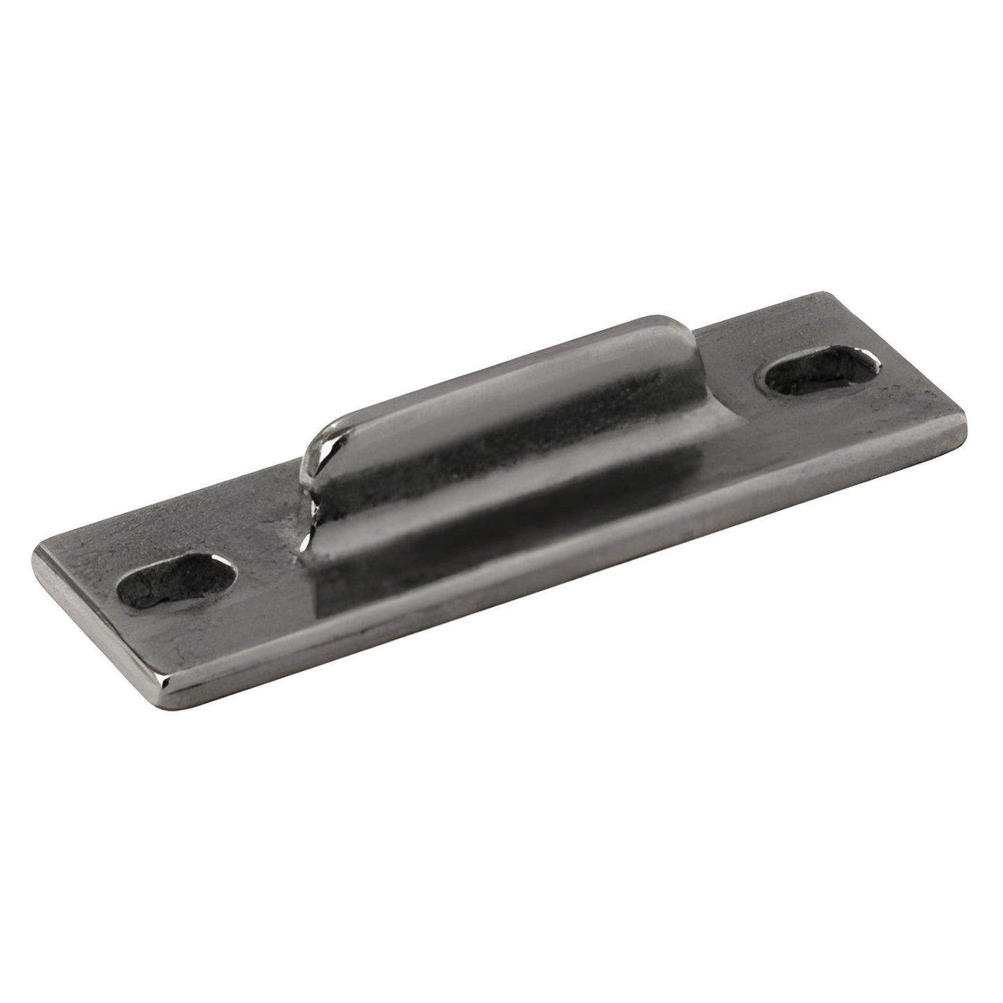 Mill-finish CRL snubber driver WH76542 - rectangular metal plate with raised curved bumper and two slotted screw holes.