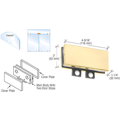 CRL Satin Brass Transom Mount Connector with 2 Reversible Door Stops