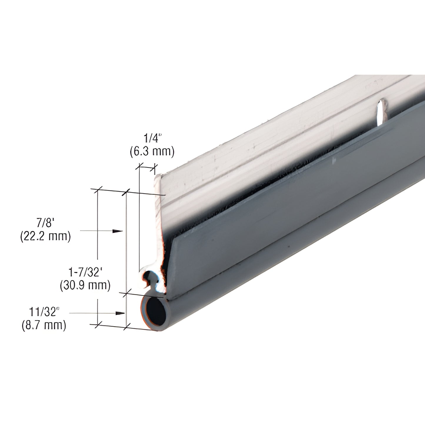WS003AV232 aluminum jamb-applied weatherseal with vinyl bulb, extruded strip for 72x84 doors (11/32 in brush)