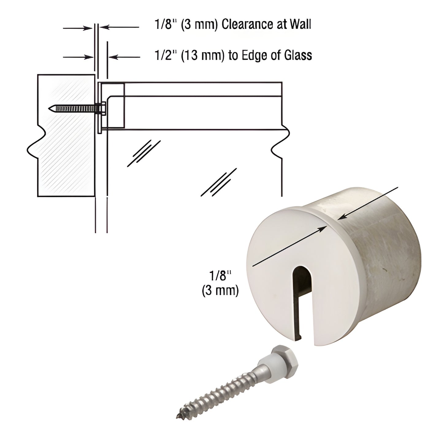 GRRF20SECBS brushed 316 stainless steel stabilizing end cap for GRRF20 roll form cap rails, includes lag screw.