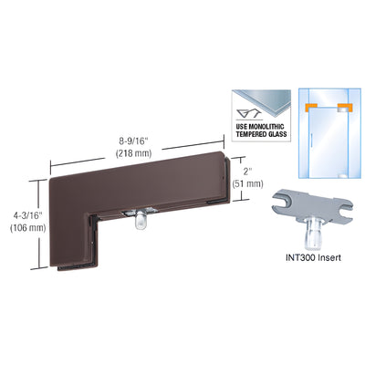 CRL Dark Bronze Sidelite Transom Patch Fitting with 1NT300 Insert