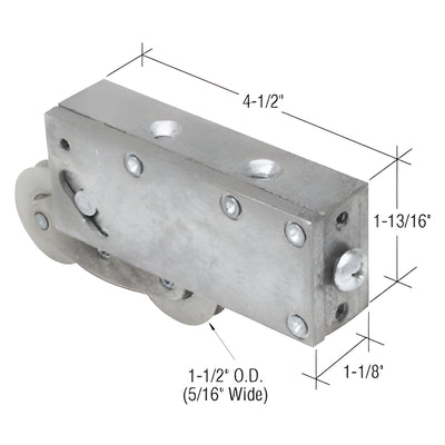CRL 1-1/2" Tandem Steel Sliding Glass Door Rollers with 1-1/8" Wide Housing for Kawneer® Doors