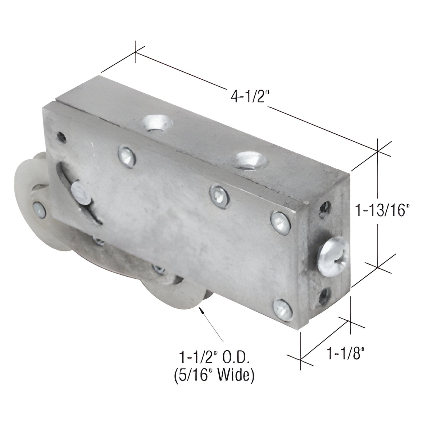 D1586 CRL tandem sliding door roller assembly - adjustable aluminum housing with dual 1-1/2" steel ball-bearing rollers